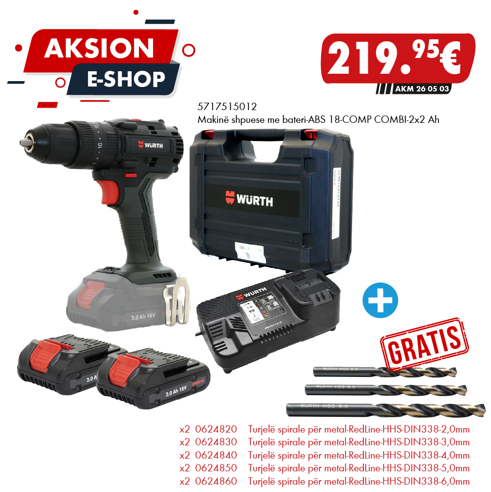 Makinë Shpuese ABS 18 COMBI + Set Turjelash GRATIS